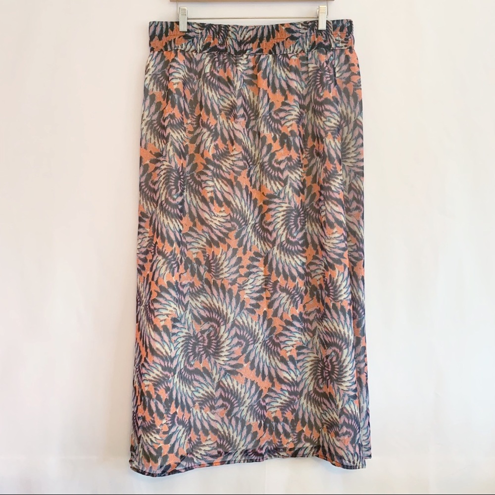 Attention L Multicolored Retro Maxi Skirt NWOT